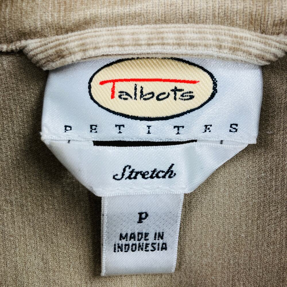 Talbots Petites Corduroy Trucker Jacket Womens Size P (XS) Stretch Full Zip Tan - Picture 4 of 13